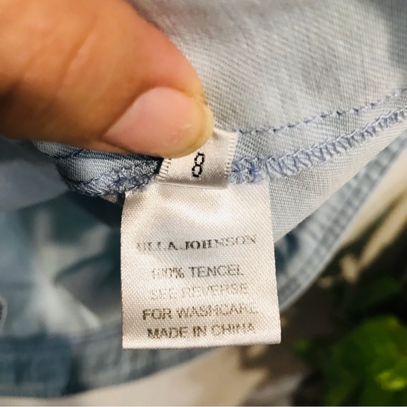 Ulla Johnson Split Neck Chambray Dress Tunic Shift Sz 8 - Picture 13 of 13
